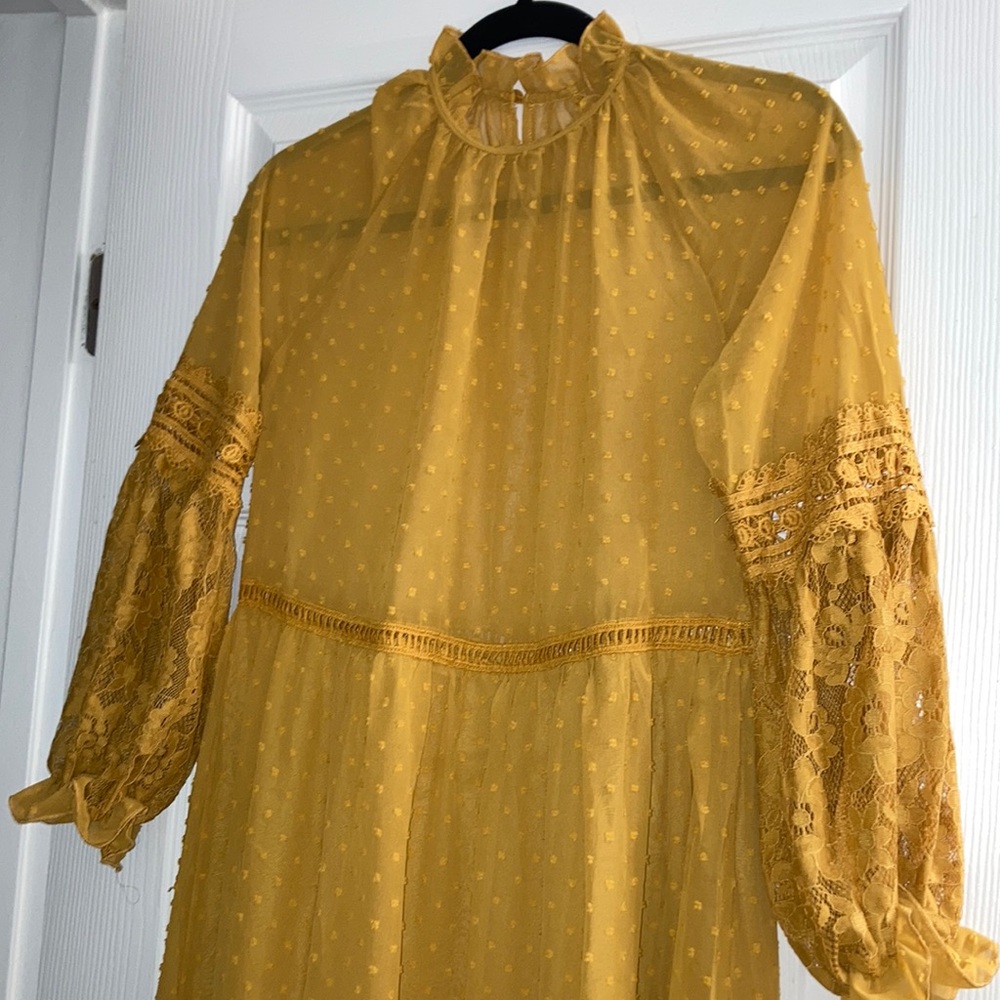 Mustard flowy summer dress